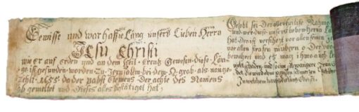 Jesus was 185cm tall; a magic scroll the same height to ward off disaster; German C17th