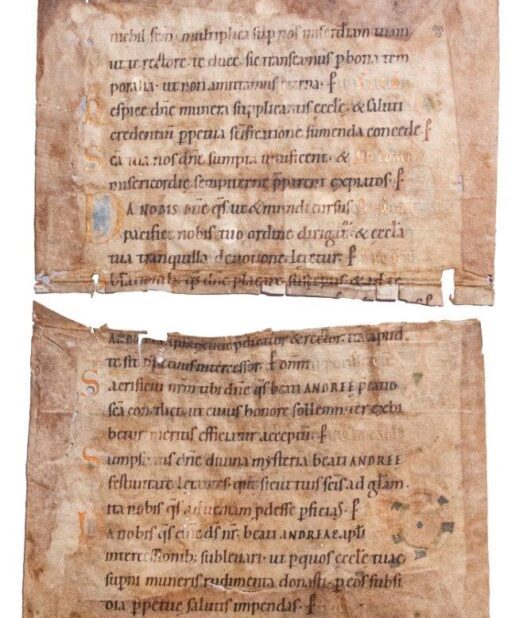 Two half-leaves from a Sacramentary, in Latin, sumptuously illuminated manuscript on vellum [Germany, late 11th century or early 12th century]